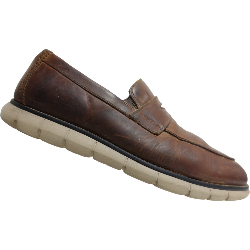 JOHNSTON & MURPHY Holden Brown 11 M Men Penny Leather Sheepskin Lined Loafers